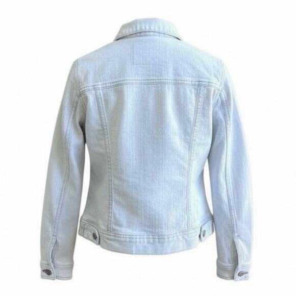 Boden Womens White Denim Trucker Jean Jacket Medium Classic Small Preppy 90s - Picture 3 of 7